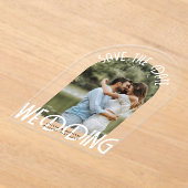 Acryl Foto Save Datum Modern Elegant Minimalist Acryl Uitnodigingen (Laagn)