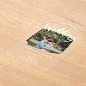 ACRYL Fotobruiloft Nodig Modern Rustic ARCH uit Uitnodigingen (Laagn)