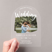 ACRYL Fotobruiloft Nodig Modern Rustic ARCH uit Uitnodigingen (Insitu (Draagbaar))