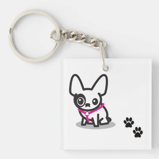 Acryl Franse bulldog sleutelketting Sleutelhanger (voorkant)