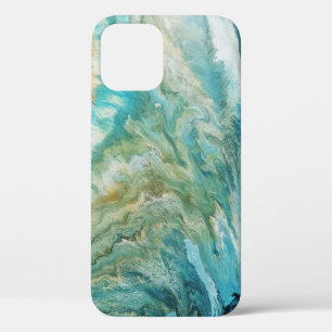 Acryl giet abstract turquoise kust iPhone 12 hoesje