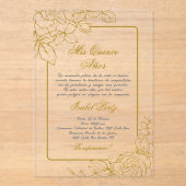 Acryl Goud lijst Spaans Quinceanera Acryl Uitnodigingen (Voorkant)