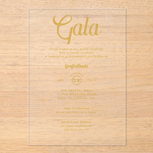 Acryl Heldere Zakelijke Galaprijsuitreiking Modern Acryl Uitnodigingen (Voorkant)