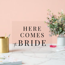 Acryl Here Comes The Bride Trouwbord