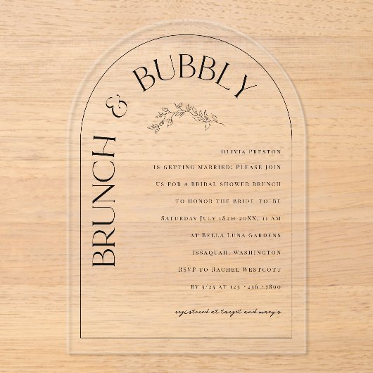 Acryl Luxe Vrijgezellenfeest Party Invitation Kaar Acryl Uitnodigingen (Voorkant)