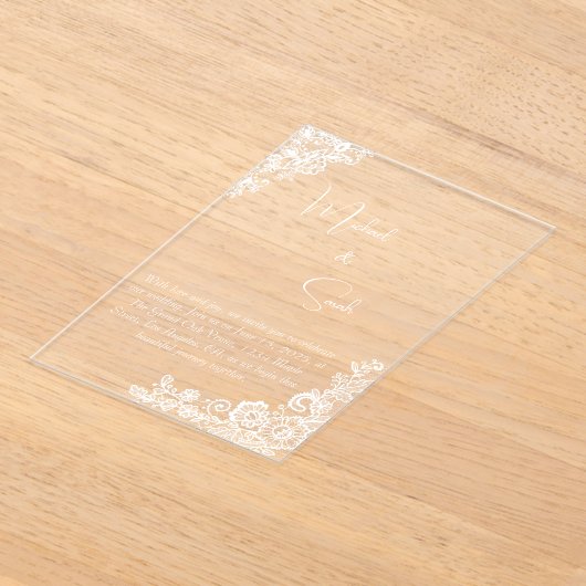 Acryl moderne minimalistische kant bruiloft uitnod acryl uitnodigingen (Laagn)