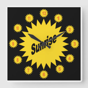 Acryl muurklok, vierkant SUNRISE Vierkante Klok