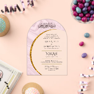 ACRYL NIKAH WALIMA Gold Text Elegant Islamic Acryl Uitnodigingen