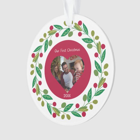 Acryl Ornament - Onze Eerste Kerstmis - Foto/Datum (voorkant)