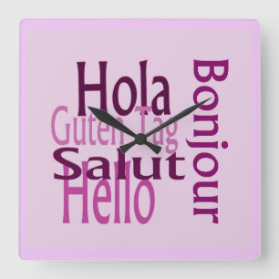 Acryl paarse wandklok vierkante klok