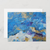 Acryl pour abstract Blues en Gold 1 Briefkaart (Voorkant / Achterkant)