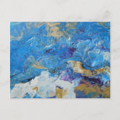 Acryl pour abstract Blues en Gold 1 Briefkaart (Voorkant)