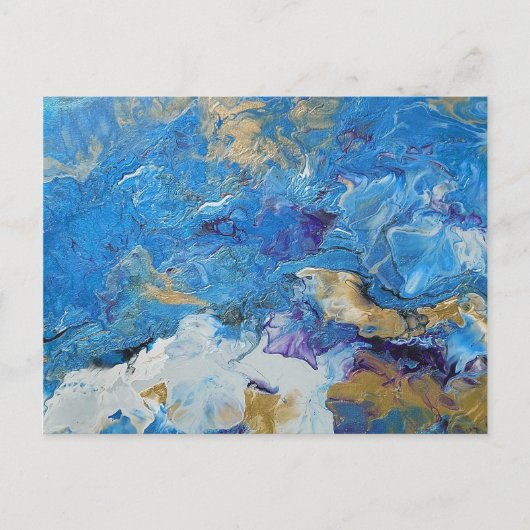 Acryl pour abstract Blues en Gold 1 Briefkaart (Voorkant)