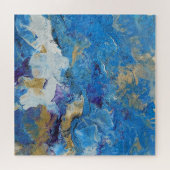 Acryl pour abstract Blues en Gold 1 Legpuzzel (Horizontaal)