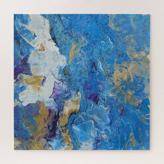 Acryl pour abstract Blues en Gold 1 Legpuzzel (Horizontaal)