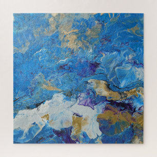 Acryl pour abstract Blues en Gold 1 Legpuzzel