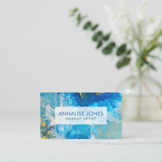 Acryl pour Abstract schilderij - Ocean Foam Visitekaartje (Staand voorkant)