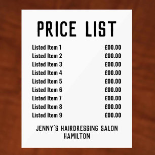 Acryl prijslijst bord