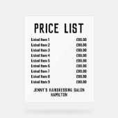 Acryl prijslijst bord (Voorkant)