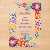 ACRYL Quinceanera Fiesta Folkart Bloemvogels Acryl Uitnodigingen (Voorkant)