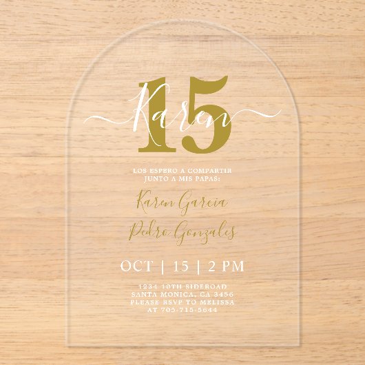 Acryl Quinceanera uitnodiging Acryl Uitnodigingen (Voorkant)