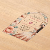 Acryl Quinceañera Uitnodiging – Stoffig Roos Bloem Acryl Uitnodigingen (Laagn)