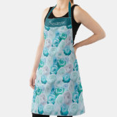 Acryl Rosen in Blau Türkis Farben  Schort (Insitu)