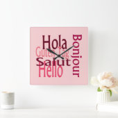 Acryl roze wandklok vierkante klok (Huis)