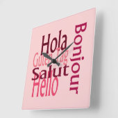 Acryl roze wandklok vierkante klok (Hoek)