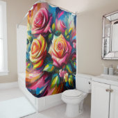Acryl Rozen Douchegordijn (In situ)