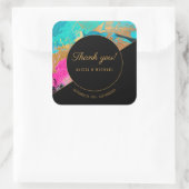 Acryl schilderij goud en zwart bruiloft dank u vierkante sticker (Tas)