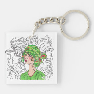 Acryl Sleutelhanger Green Flapper Meisje