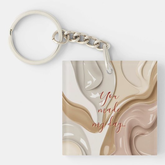 Acryl sleutelhanger in stijlvolle abstracte grafie (voorkant)