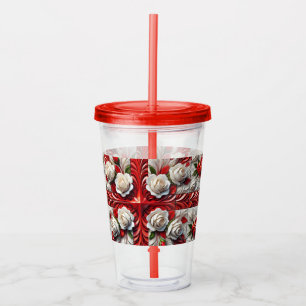 Acryl Tumbler met Engels Rozen Ontwerp Drinkbeker