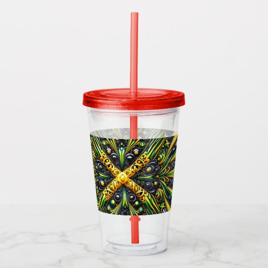 Acryl Tumbler met Jamaicaanse kleuren Design Acryl Drinkbeker (Voorkant)