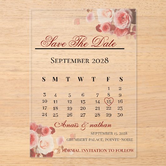 Acryl uitnodiging save the date acryl uitnodigingen (Voorkant)