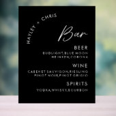 Acryl Wedding Bar Zwart Bar Menu Bord (Neutraal)