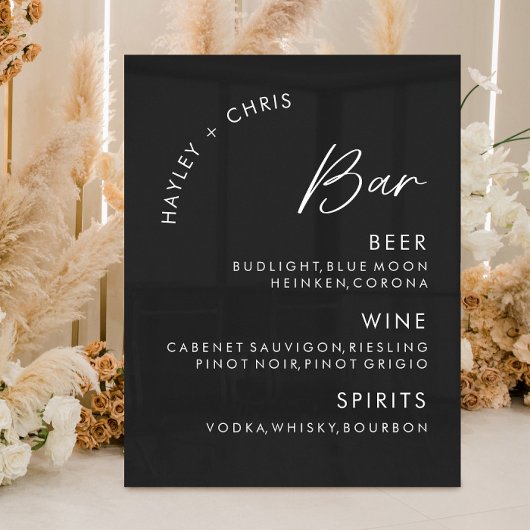 Acryl Wedding Bar Zwart Bar Menu Bord
