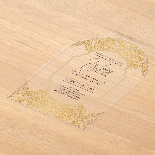 ACRYL Wedding Nodigt Goud  Elegant Fancy Acryl Uitnodigingen (Laagn)