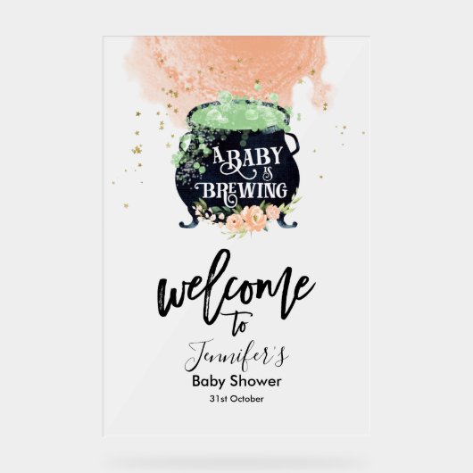 Acryl Welkomstbord | Perzik Halloween Baby shower Acryl Bord (Voorkant)