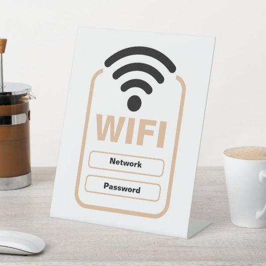 Acryl WiFi-netwerk en wachtwoordweergavestandaard Reclamebord Met Voetstuk (Insitu)