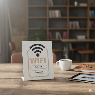Acryl WiFi-netwerk en wachtwoordweergavestandaard Reclamebord Met Voetstuk