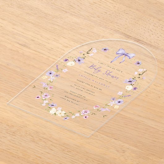 Acryl Wildflower Arch Baby shower Uitnodiging Acryl Uitnodigingen (Laagn)