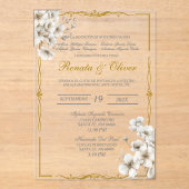 Acryl witte bloemen Spaanse bruiloft Acryl Uitnodigingen (Voorkant)