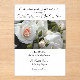 Acryl witte rozen bruiloft uitnodiging acryl uitnodigingen