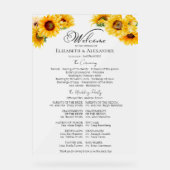 Acryl Zonnebloem Wedding Ceremony Program Teken Acryl Bord (Voorkant)