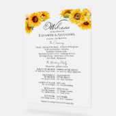 Acryl Zonnebloem Wedding Ceremony Program Teken Acryl Bord (Hoek)