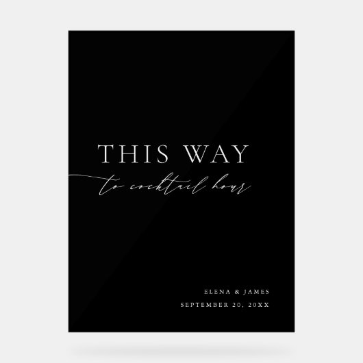 Acryl Zwart & Wit Cocktail Uur Trouwbord Acryl Bord (Voorkant)