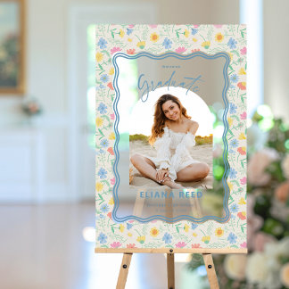 Acrylaat Bloemen Afstudeerfeest Bord Met Foto