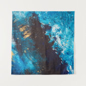 Acrylblauwe achtergrond. Abstract schilderen. Olie Wandkleed (Voorkant (horizontaal))